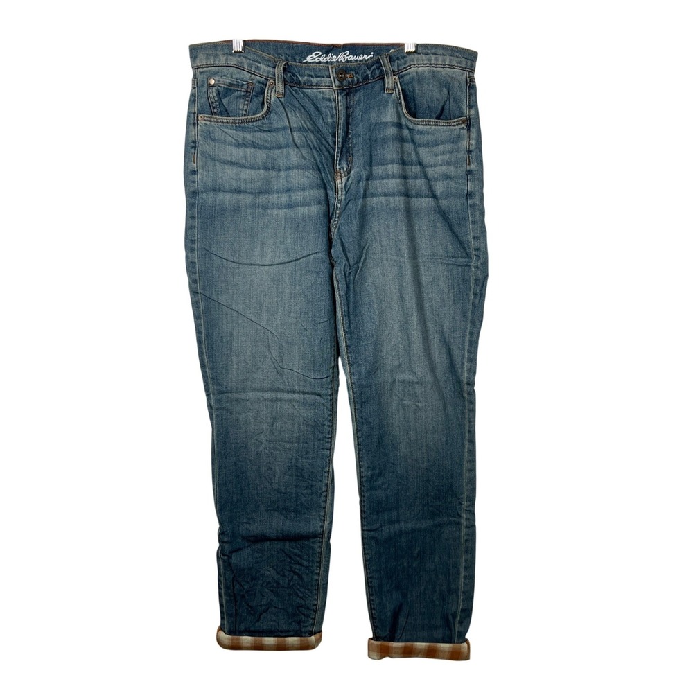 Eddie Bauer Flannel Lined Jeans Straight Boyfriend Jeans Size10 Gorpcore Camping